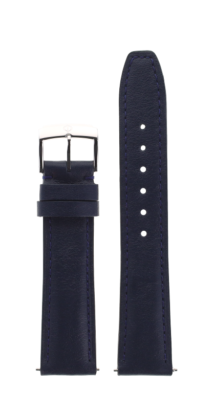Navy Blue Calfskin Strap, Steel Pin Ardillon Buckle 18.0 MM - MXE0N0R0 Baume & Mercier Front