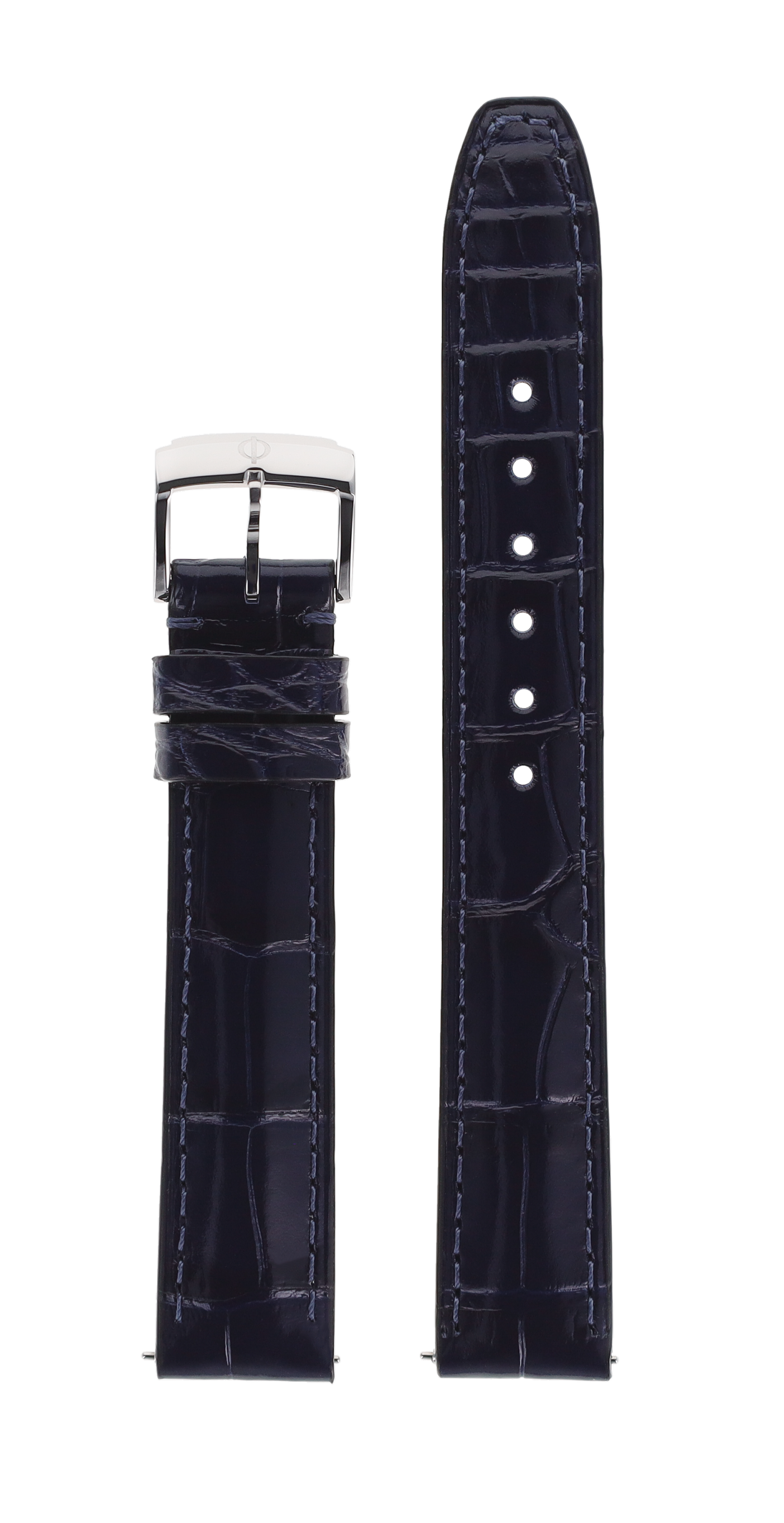 Navy blue Glossy square scales alligator Strap 15.0 MM - MXE0D08F Baume & Mercier Front
