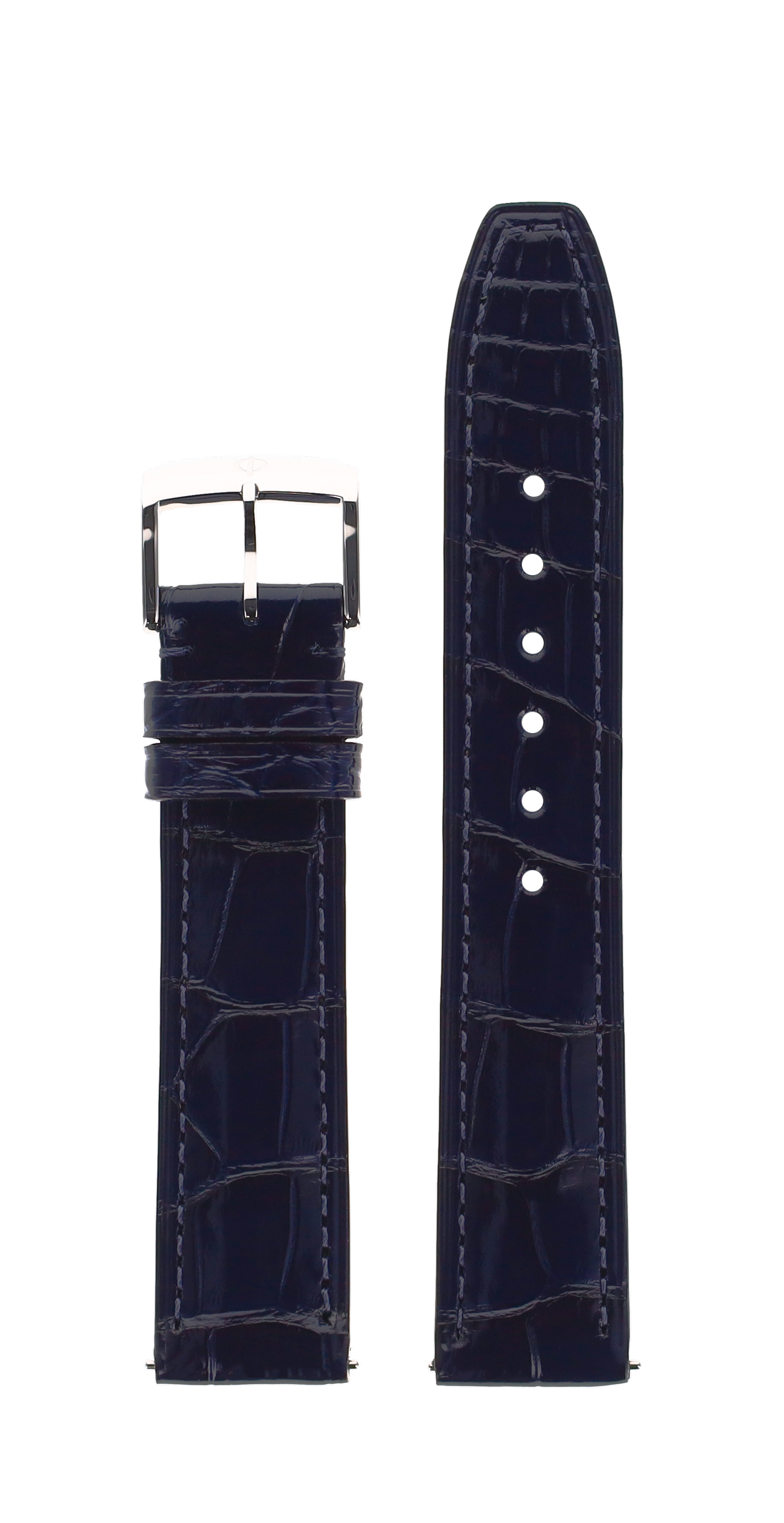Navy Blue Calfskin Strap, Alligator pattern, Steel Pin Ardillon Buckle 17.0 MM - MXE0G2B8 Baume & Mercier Front